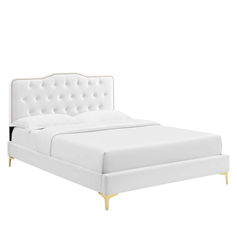 Amber Performance Velvet Queen Platform Bed