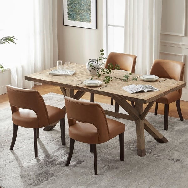 Modern Dining Chairs, Faux Leather Kitchen Chairs with Wood Legs