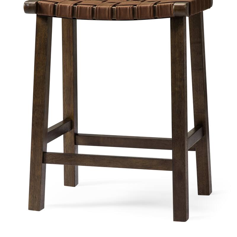Maven Lane Noah Backless Kitchen Dining Stool with Vegan Leather