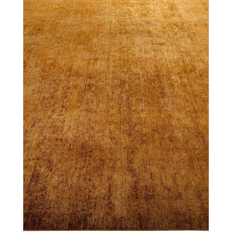 Overton Hand Knotted Wool Vintage Inspired Modern Contemporary Overdyed Gold Area Rug - 8' 1" x 9' 7"