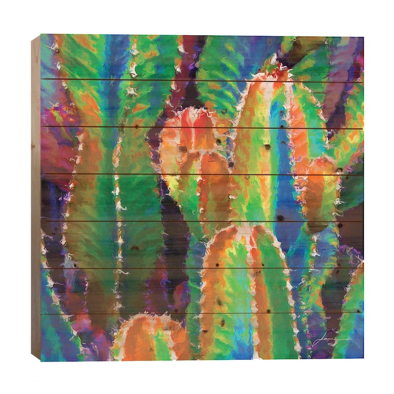 Neon Desert II Print On Wood by James Burghardt - Multi-Color - 26x26x1.5