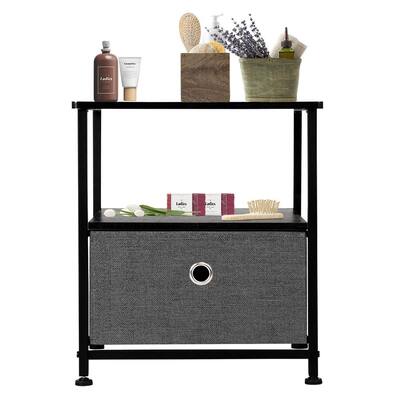 Nightstand with 1-Drawer and Shelf Storage,Grey