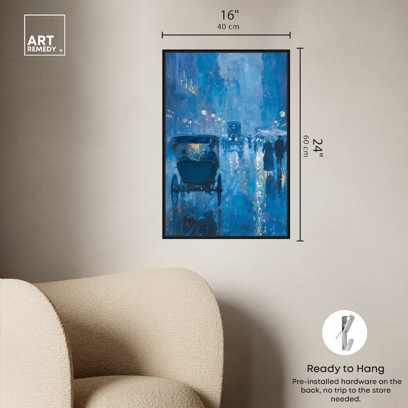 Art Remedy London Nights Framed Impressionism 1 Piece Canvas Wall Art /Monet And Van Gogh Inspired Art