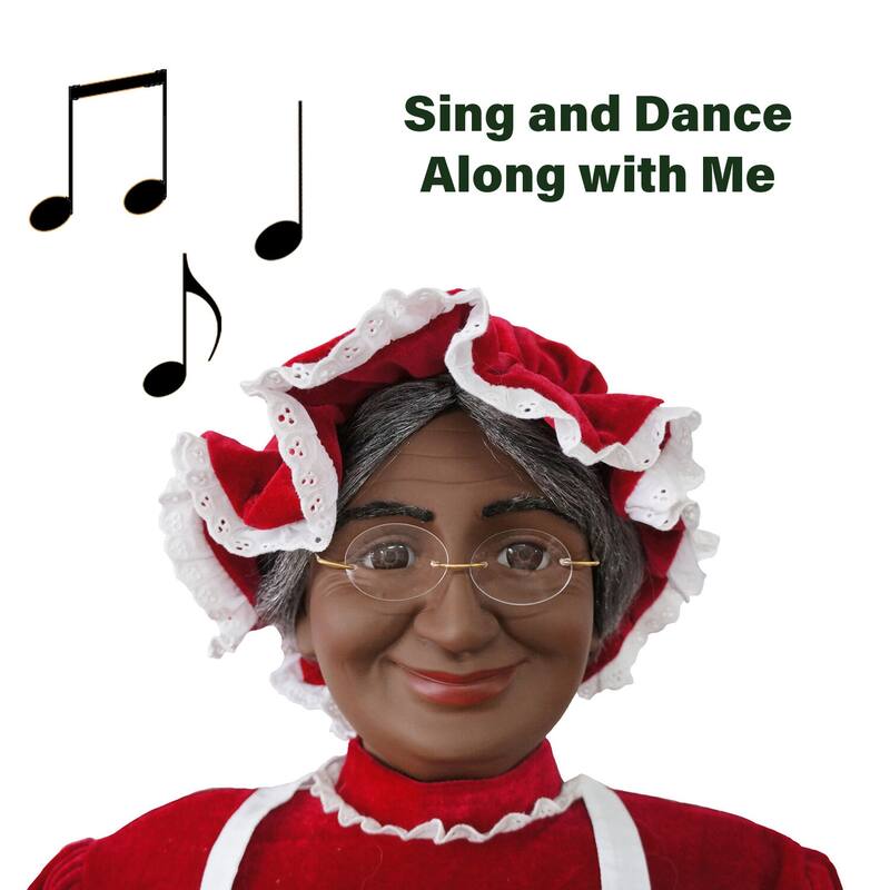 Fraser Hill Farm 58-In. African American Dancing Mrs. Claus with Apron and Cookies, Life-Size Christmas Holiday Indoor Decor