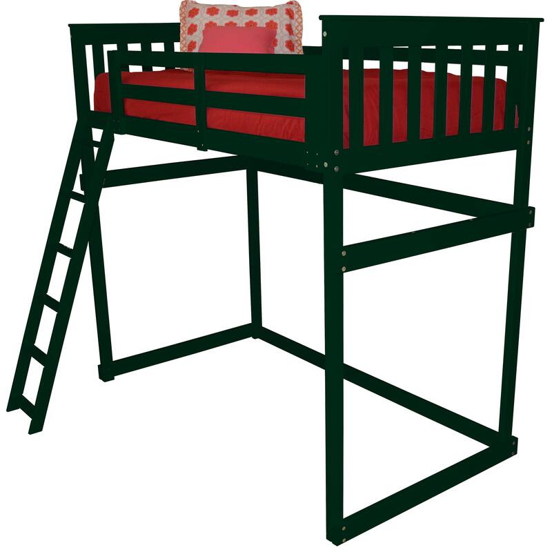 Pine Twin Mission Loft Bed with Side Ladder