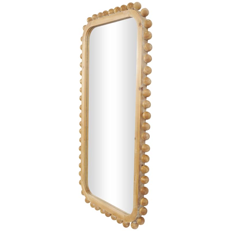 Wood Wall Mirror with Beaded Frame - Brown - Roche River Decor