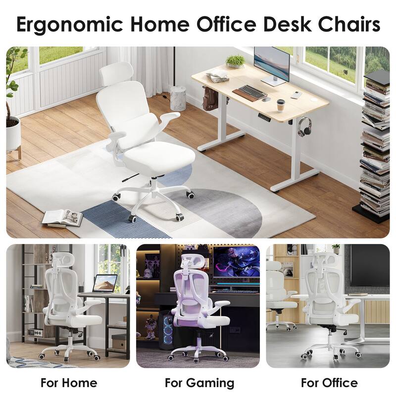Ergonomic Office Chair, Desk Chair with Headrest and Lumbar Support, High Back Swivel Home Office Chair