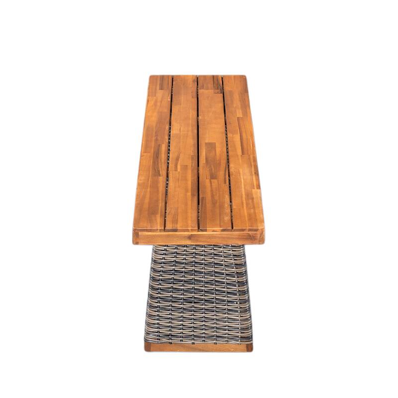 Christopher Knight Home - Mirelle Outdoor Acacia Wood 6 Piece Dining Set with Rattan Legs and Water Resistant Cushions