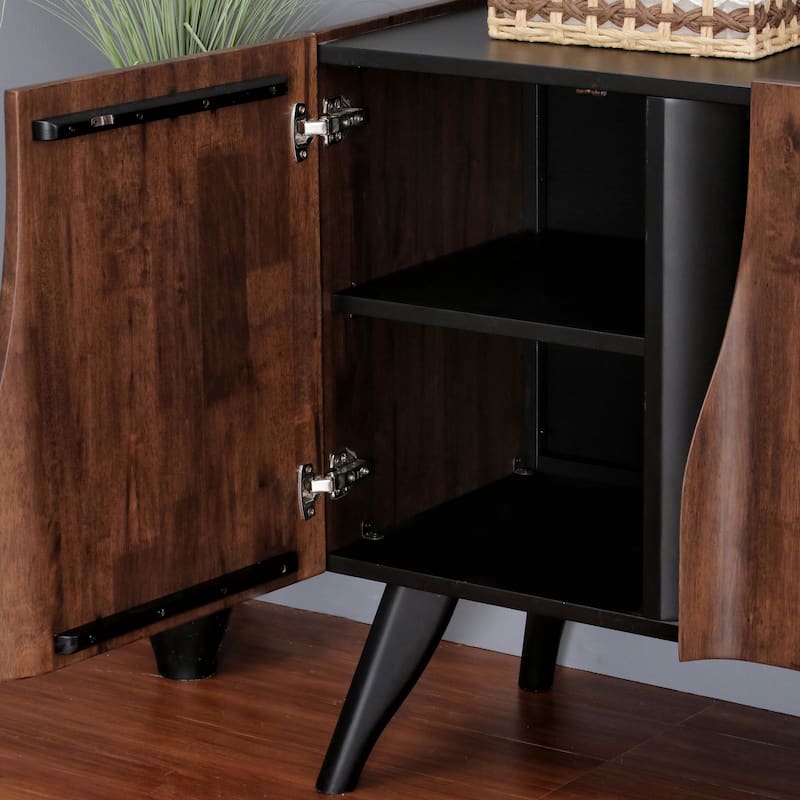 Furniture of America Abigail XI Mid-Century Modern Walnut Solid Wood 62-inch Dining Server with Drawer and Shelves