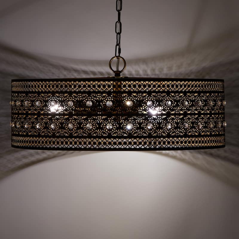 River of Goods Bryar Brass and Crystal 23.5"W 3-Light Chandelier - 23.5" x 23.5" x 61.5"