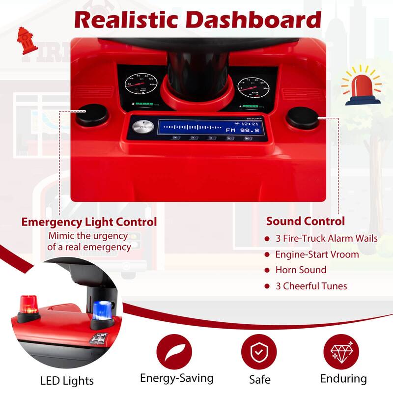 Costway Licensed Scania Toy Fire Truck with Lights Sounds & Under-Seat - See Details