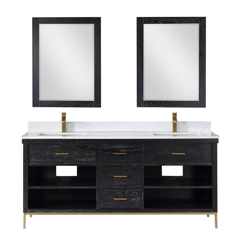 Altair Kesia Bathroom Vanity with Composite Stone Countertop with Mirror