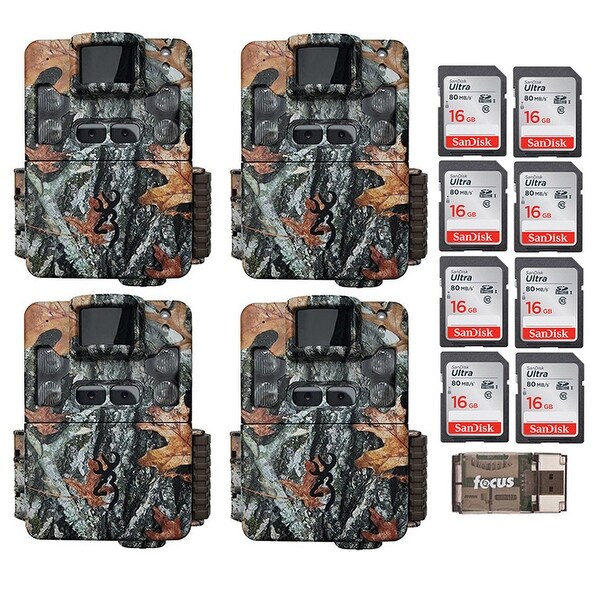 Browning Strike Force Dual Lens Trail Camera (4) with 16GB Card (8) and Reader - Camouflage