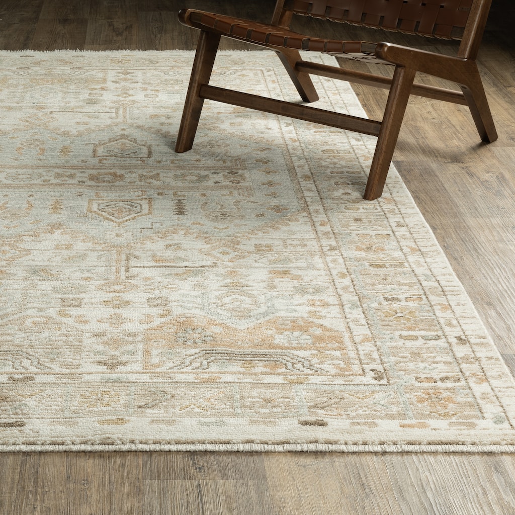 Style Haven Lucia Vintage Tribal Medallion Pale Blue/Beige Area Rug