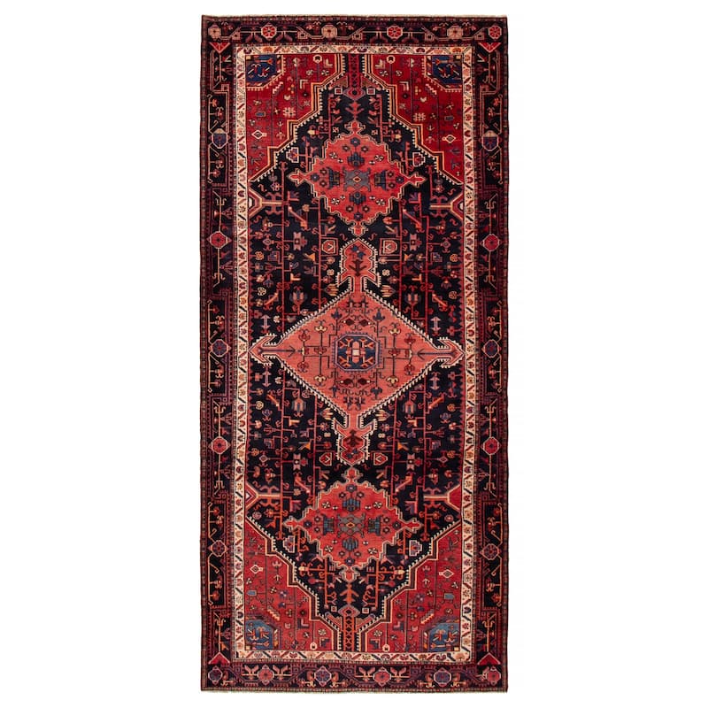 ECARPETGALLERY Hand-knotted Anadol Navy Wool Rug - 4'7 x 10'1 - Dark Navy - 4'7 x 10'1