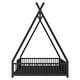 preview thumbnail 10 of 10, Metal Full Size House Platform Bed with Triangle Structure & Guardrail, Black