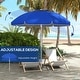 preview thumbnail 4 of 16, Outsunny 5.7' Portable Beach Umbrella with Tilt, Adjustable Height, 2 Cup Holders, Hook, Ruffled Outdoor Umbrella