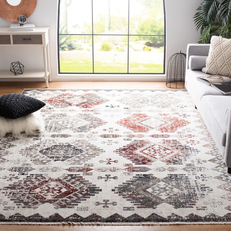 SAFAVIEH Herat Ille Tribal Distressed Rug - 9' x 12' - Cream/Grey