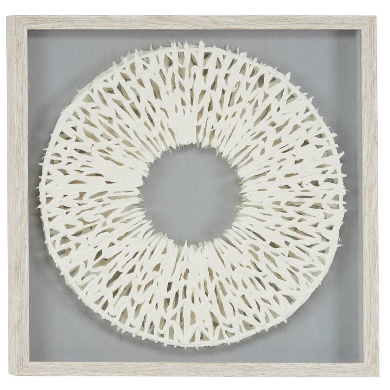 White Paper Handmade 3D Circle Origami Geometric Shadow Box with Canvas Backing