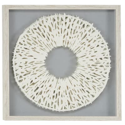White Paper Handmade 3D Circle Origami Geometric Shadow Box with Canvas Backing
