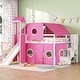 preview thumbnail 1 of 9, Full Size Loft Bed with Slide, Tent and Tower Pink