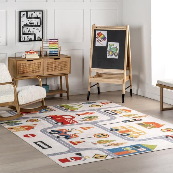 Nuloom Carmina SpinClean City Streets Machine Washable Kids Area