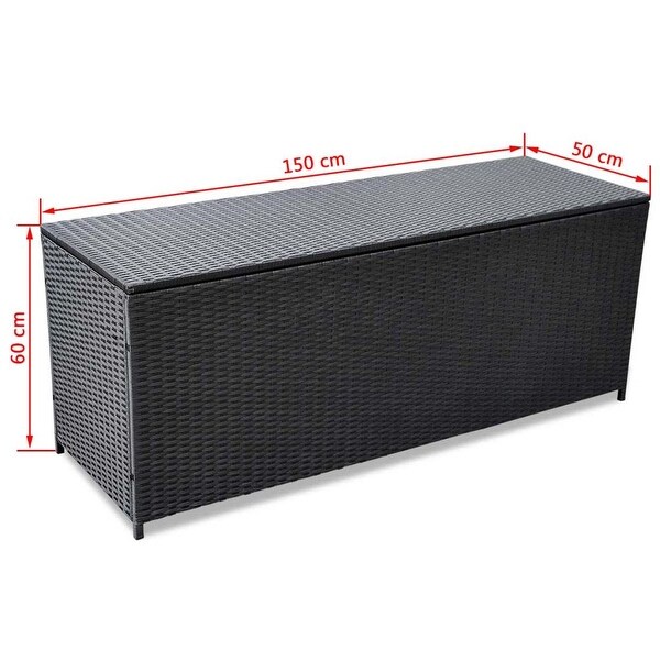 Outdoor Storage Box Poly Rattan Black/Brown Container Tools Clothes Chest 2 Size 