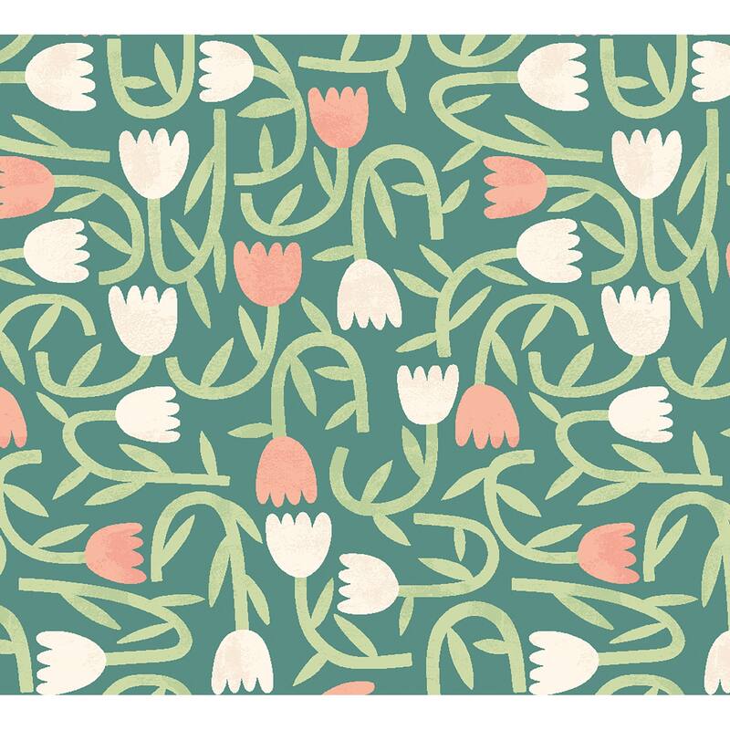 Aino Green Tiny Tulip Wallpaper