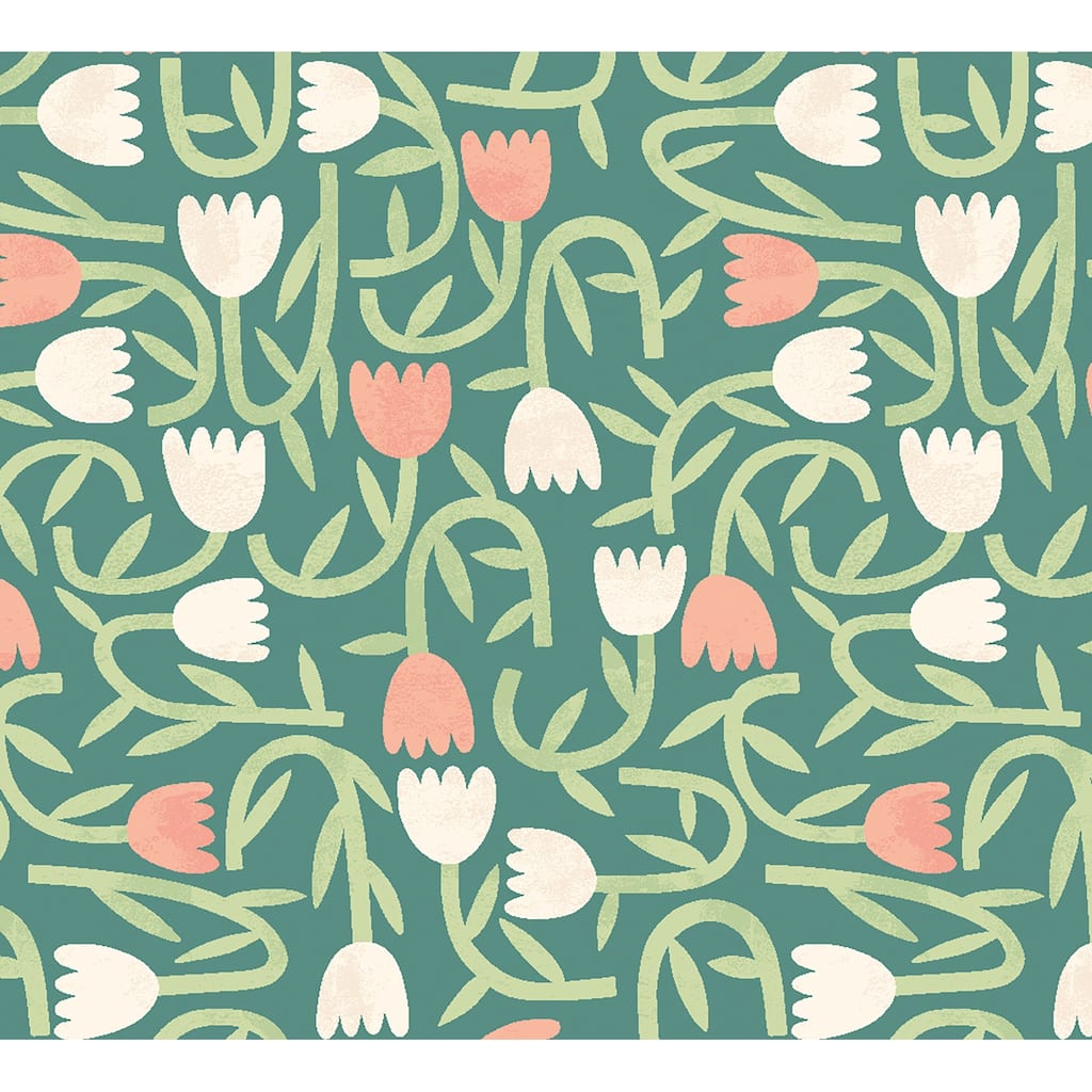 Aino Green Tiny Tulip Wallpaper