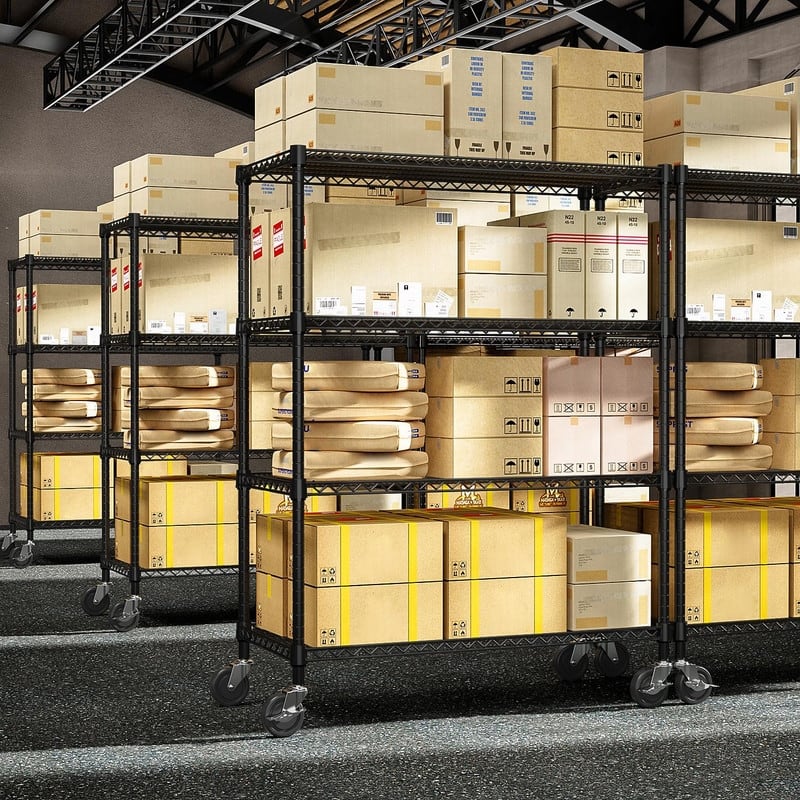 Industrial Metal Shelving, 4-Tier Storage Rack for Garage, Pantry, Warehouse and Basement