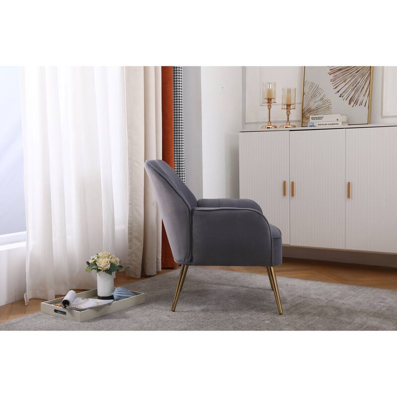 Modern Mid-Century Accent Chair, Velvet Sherpa Armchair with Upholstered Seat, Comfy Lounge Chair