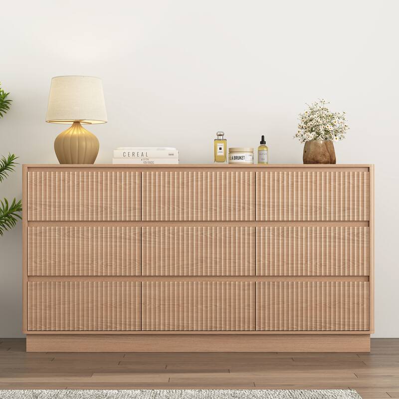 Large Floor Chest of Drawers 9 Drawer Dresser for Bedroom, Freestanding Storage Cabinet Side Table TV Stand