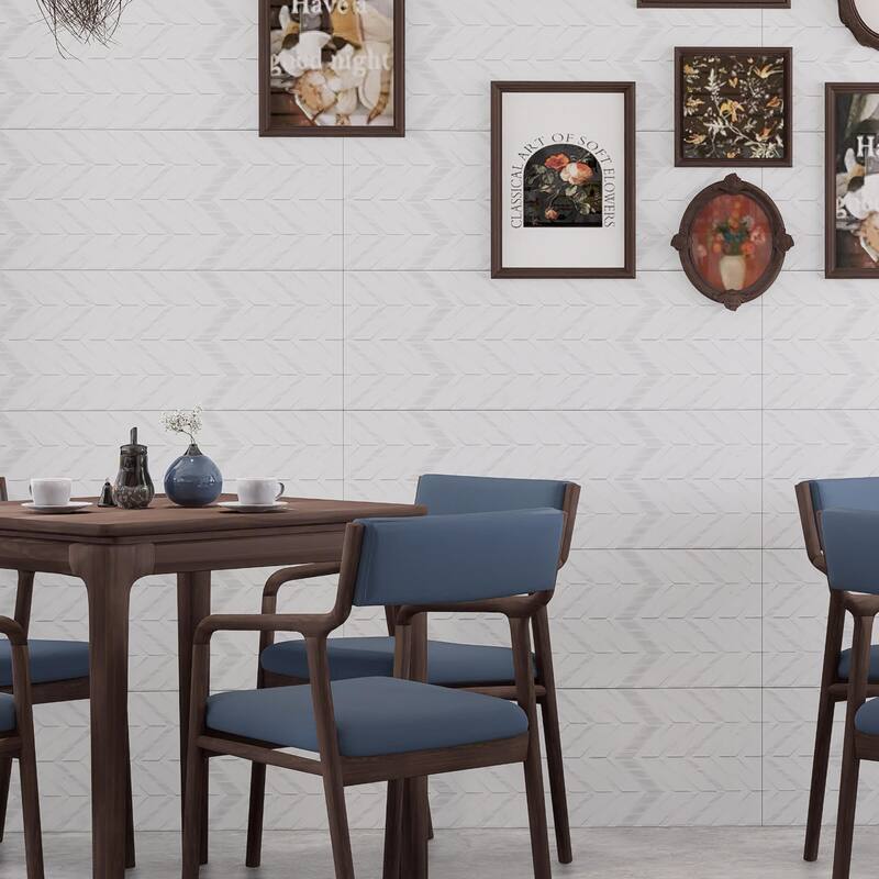 Merola Tile Lumiere Lelue Blanco 11-3/4" x 35-3/8" Ceramic Wall Tile