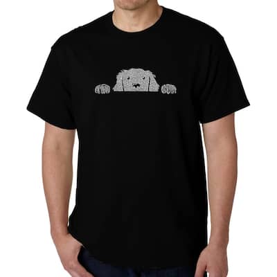 LA Pop Art Men's Word Art T-shirt - Peeking Dog