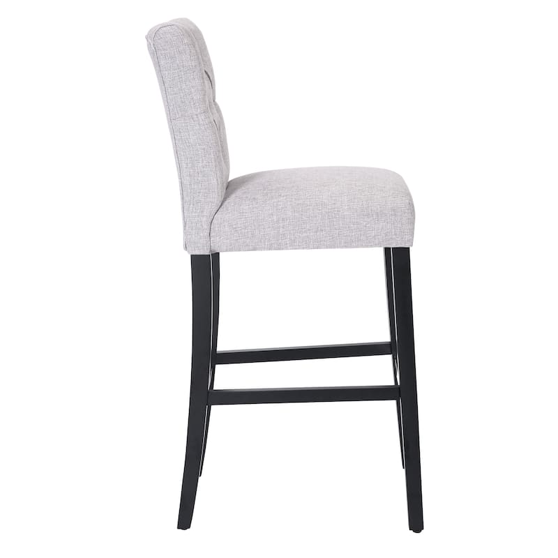 Carter 29" Button Tufted Bar Stool Black Finish
