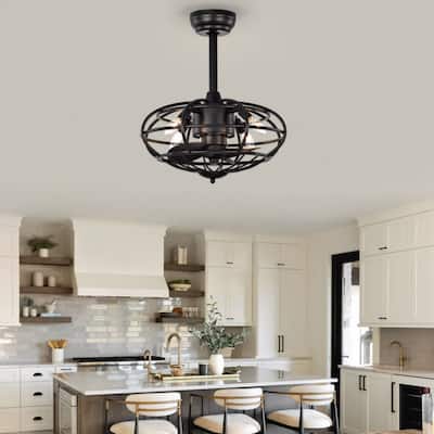 18.1" Caged Ceiling Fan with Remote Control,Timer,3 Speeds Indoor Ceiling Fan(No include Bulbs)