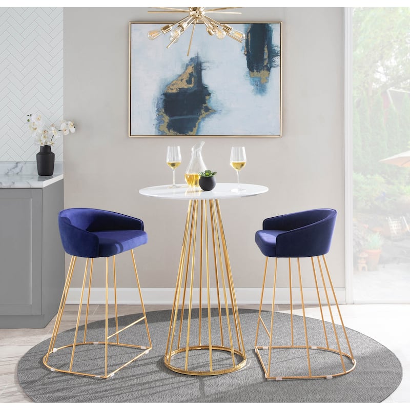 Silver Orchid Haid Velvet Upholstered Counter Stool (Set of 2)