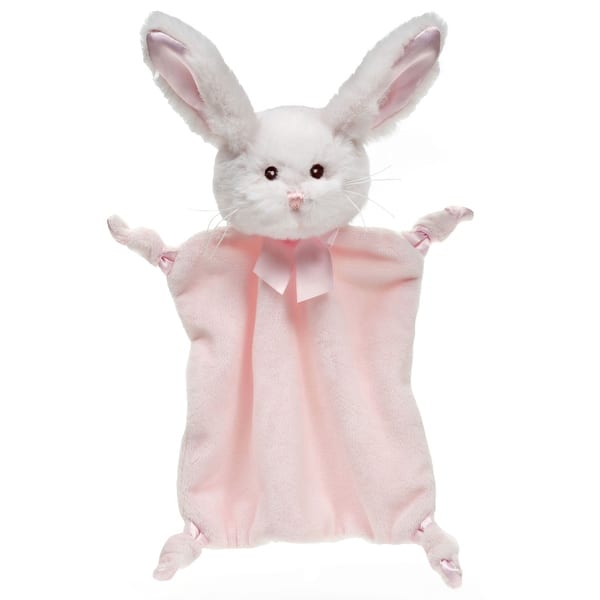 slide 2 of 6, Bearington Baby Wee Cottontail 8" x 7" Small Pink Bunny Baby Blanket