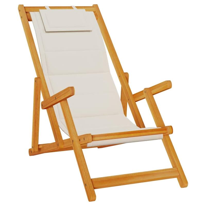 vidaXL Beach Chair 61.5 x 123 x 82cm Solid Acacia wood - 24.2 x 48.4 x 32.3 in