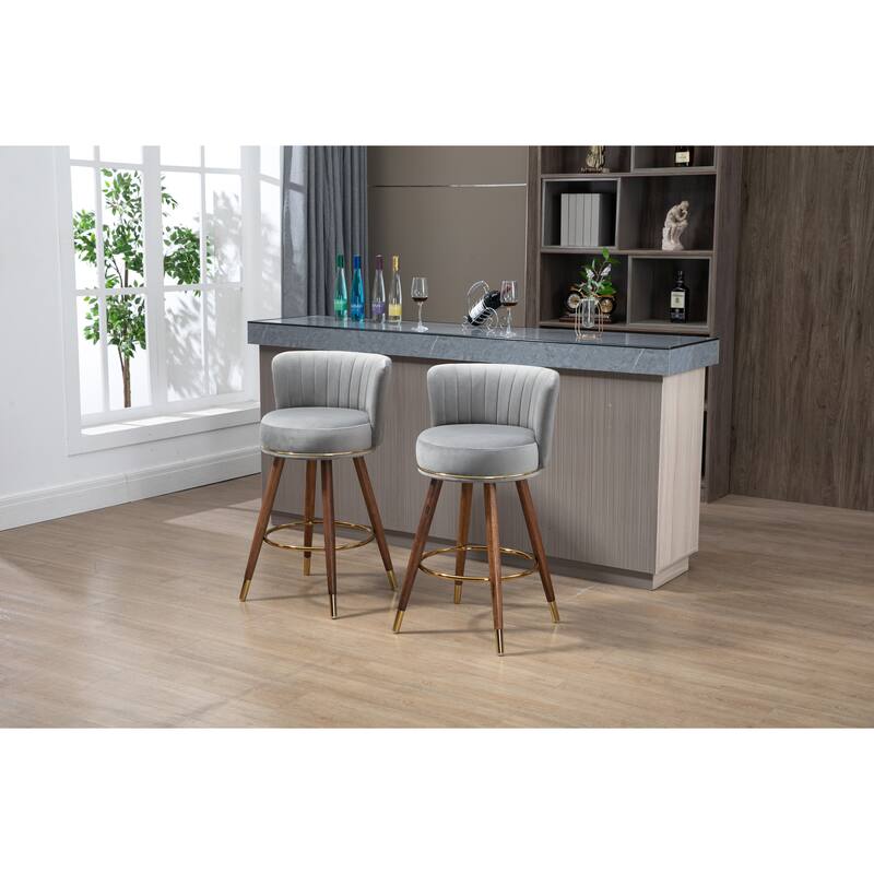 Counter Height Bar Stools Set of 2 for Kitchen Counter Solid Wood Legs