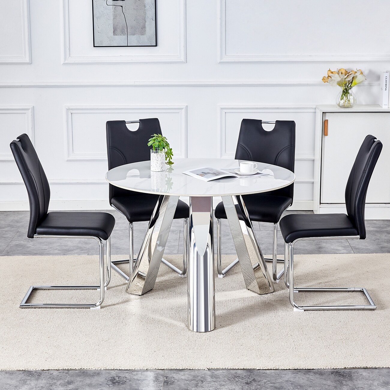 42 inch Round Dining Table and Chair Set 5 Piece Bed Bath Beyond 42442193