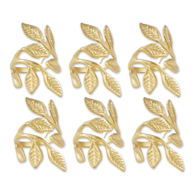 DII Fun Decorative Party Napkin Rings, 1.5" Diameter (inside) - Gold Vine - Set of 6