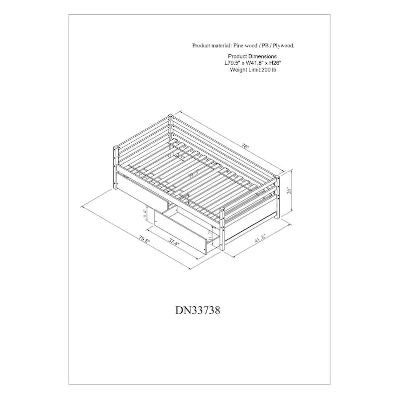 Daybed with two Storage Drawers
