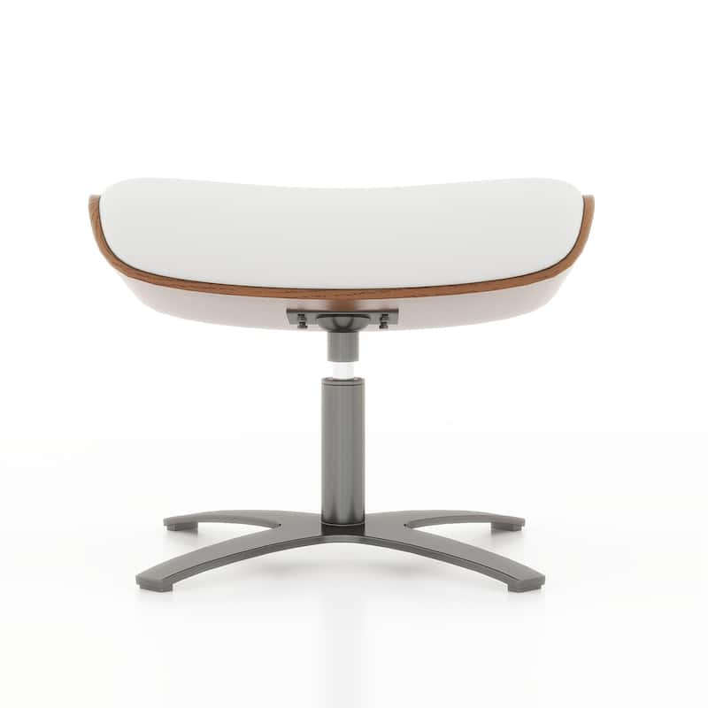 Jovan 20.5" Mid-Century Modern Genuine Leather Footstool Ottoman