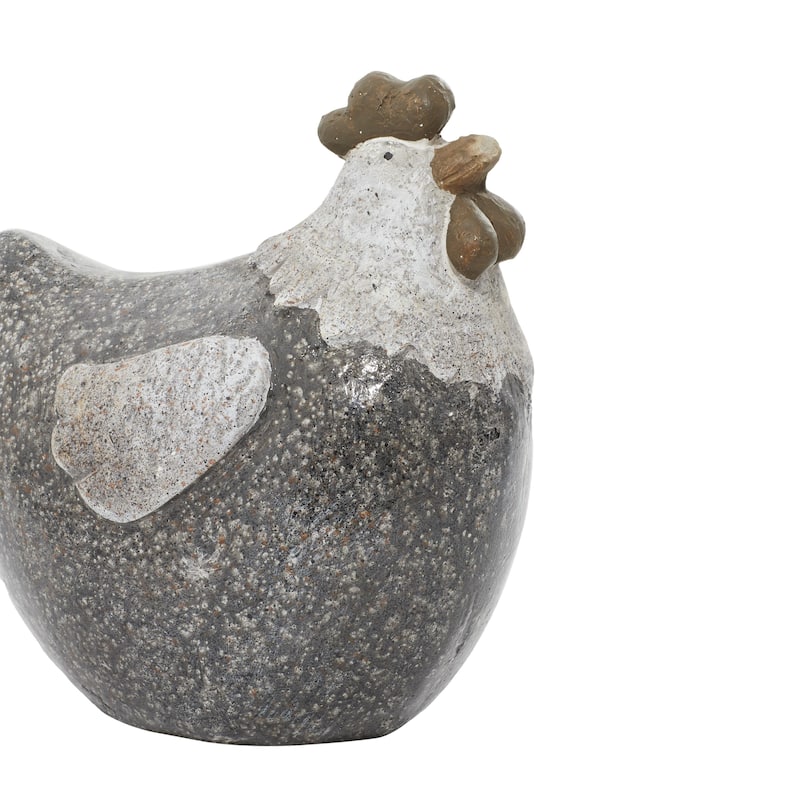 Polystone Chicken Indoor Outdoor Garden Sculpture - Gray - Roche River Decor