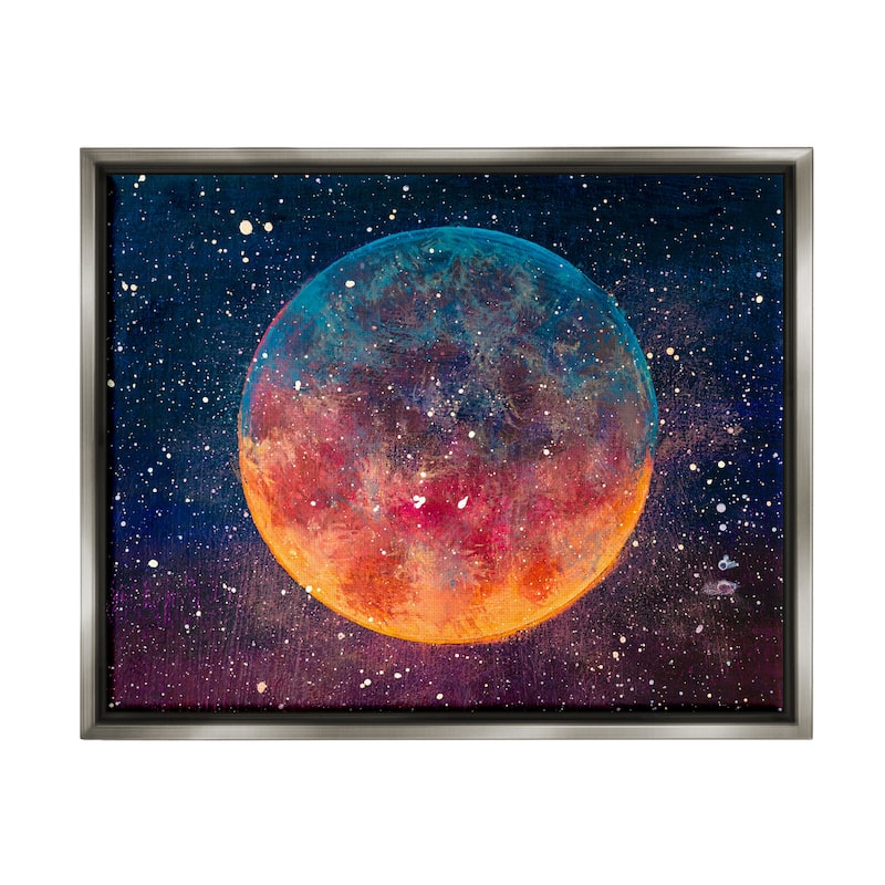Stupell Starry Night Planet Framed Floater Canvas Wall Art Design by Valery Rybakow - 21 x 17 - Grey