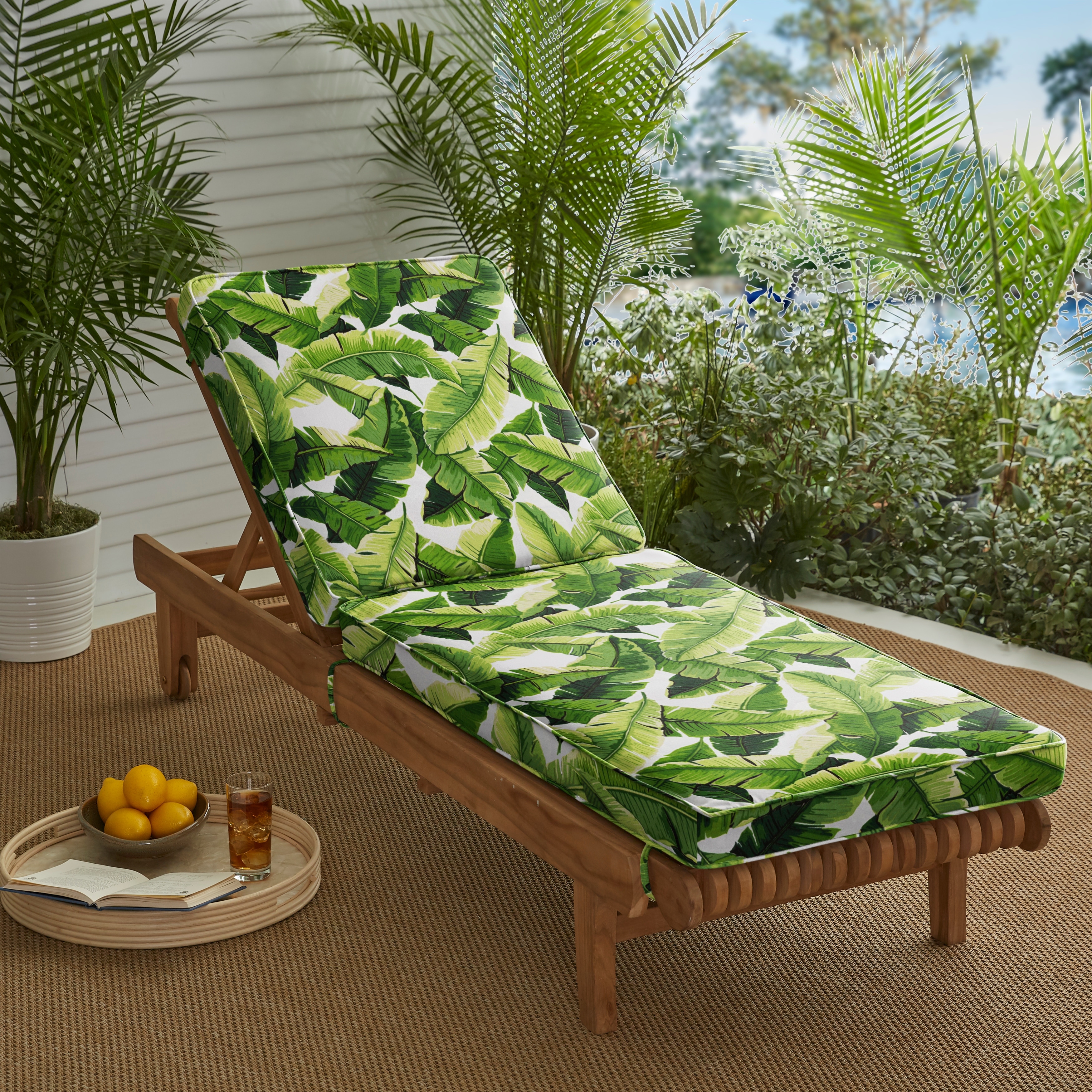 Green Corded Indoor/ Outdoor Hinged Cushion