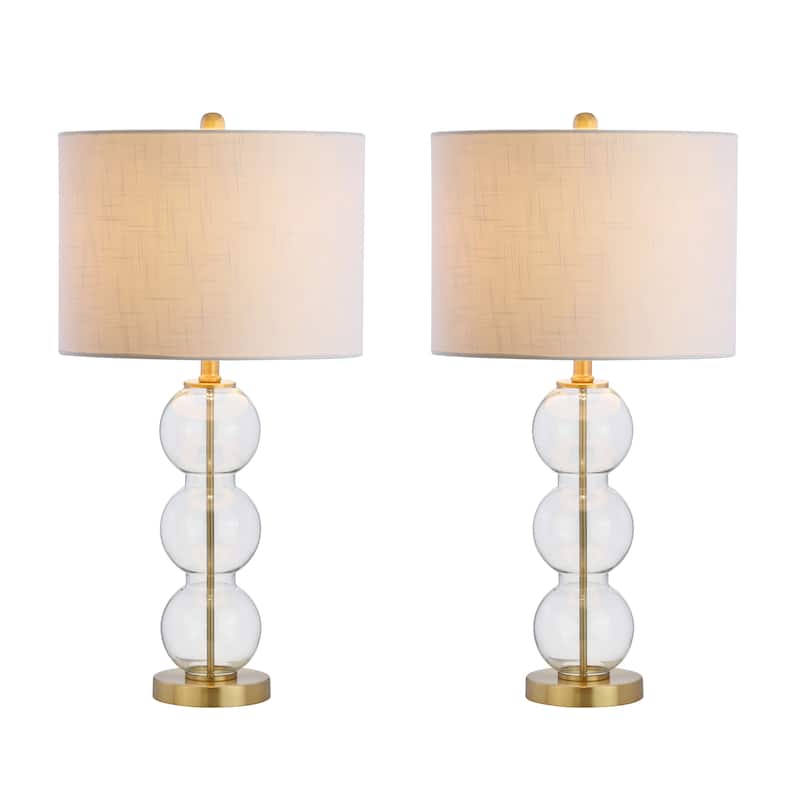 Ella 27" Glass Triple-Sphere LED Table Lamp, Mercury Silver/Chrome (Set of 2) by JONATHAN Y