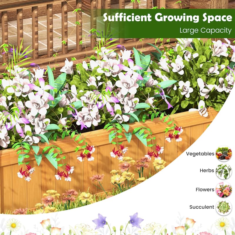 Gymax Patio Wooden Raised Garden Bed Rectangular Garden Planter w/