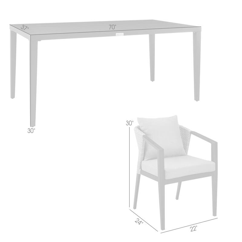 Aileen Grey Wicker and Black Aluminum 7 Piece Outdoor Dining Set